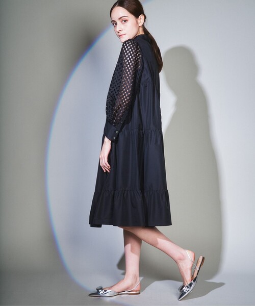 Diagram(ダイアグラム)の「シャツカラーティアードワンピース(シャツワンピース・レディース・ブラック/サックスブルー・36/38)」の2枚目の写真