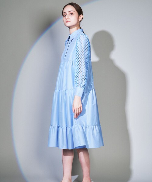 Diagram(ダイアグラム)の「シャツカラーティアードワンピース(シャツワンピース・レディース・ブラック/サックスブルー・36/38)」の3枚目の写真