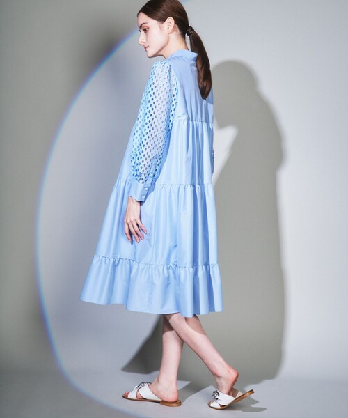 Diagram(ダイアグラム)の「シャツカラーティアードワンピース(シャツワンピース・レディース・ブラック/サックスブルー・36/38)」の4枚目の写真