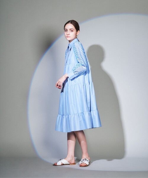 Diagram(ダイアグラム)の「シャツカラーティアードワンピース(シャツワンピース・レディース・ブラック/サックスブルー・36/38)」の5枚目の写真