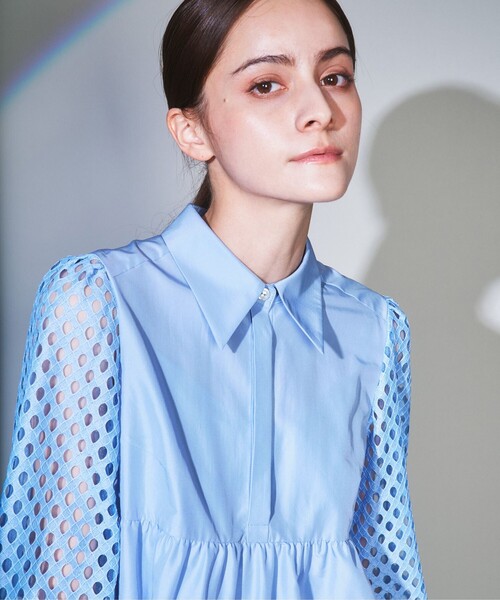 Diagram(ダイアグラム)の「シャツカラーティアードワンピース(シャツワンピース・レディース・ブラック/サックスブルー・36/38)」の7枚目の写真