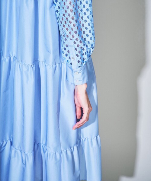 Diagram(ダイアグラム)の「シャツカラーティアードワンピース(シャツワンピース・レディース・ブラック/サックスブルー・36/38)」の9枚目の写真