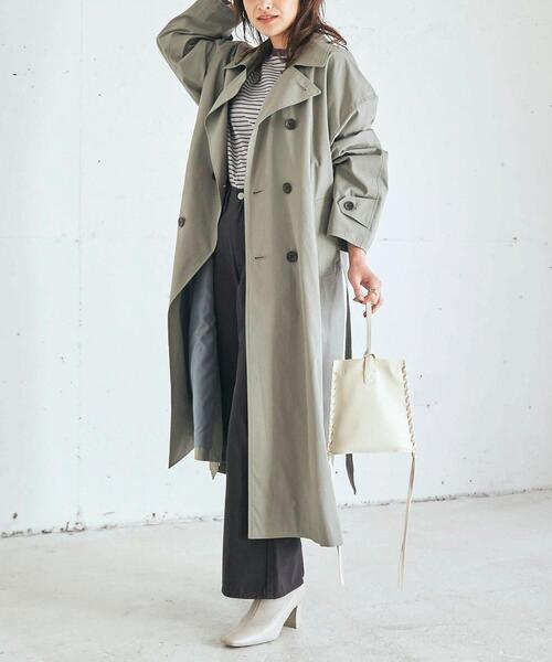 coen（コーエン）の「ルーズトレンチコート#（トレンチコート・レディース・オリーブ/ベージュ・MEDIUM/LARGE）」の2枚目の写真