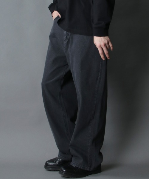 SITRY（シトリー）の「Wide straight Denim pants/ワイドストレート デニムパンツ（デニムパンツ・メンズ・ブラック/ネイビー/サックスブルー/ブルー・M/L）」の11枚目の写真