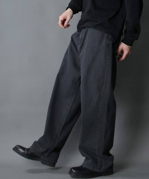 SITRY（シトリー）の「Wide straight Denim pants/ワイドストレート デニムパンツ（デニムパンツ・メンズ・ブラック/ネイビー/サックスブルー/ブルー・M/L）」の14枚目の写真
