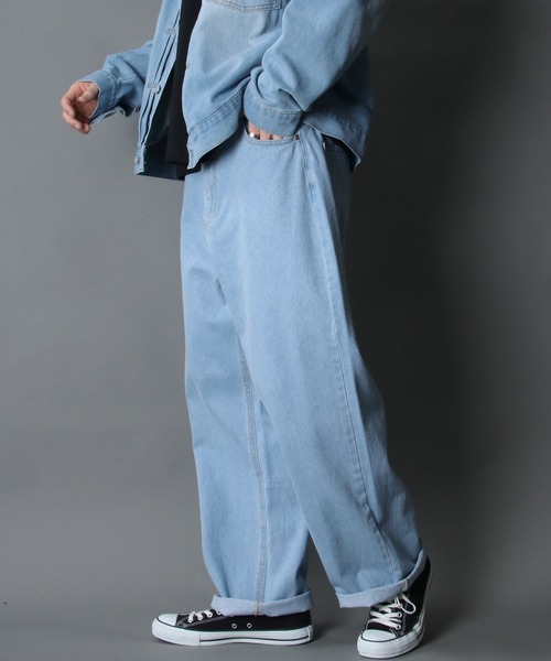 SITRY（シトリー）の「Wide straight Denim pants/ワイドストレート デニムパンツ（デニムパンツ・メンズ・ブラック/ネイビー/サックスブルー/ブルー・M/L）」の18枚目の写真
