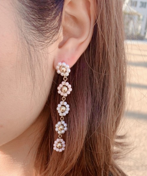 Me%(ミィパーセント)の「カラフルIラインビーズピアス(ピアス(両耳用)・レディース・ホワイト系その他/グリーン系その他/ピンク系その他・FREE)」の2枚目の写真