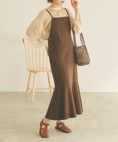 Ambre Neige（アンブルネージュ）の「マーメイドジャンパースカート／【WEB/EC限定商品】（サロペット/オーバーオール・レディース・オフホワイト/ダークブルー/ダークブラウン/ベージュ・FREE）」の3枚目の写真