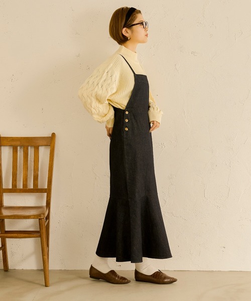 Ambre Neige（アンブルネージュ）の「マーメイドジャンパースカート／【WEB/EC限定商品】（サロペット/オーバーオール・レディース・オフホワイト/ダークブルー/ダークブラウン/ベージュ・FREE）」の11枚目の写真