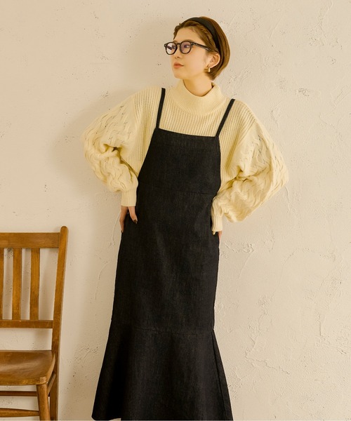 Ambre Neige（アンブルネージュ）の「マーメイドジャンパースカート／【WEB/EC限定商品】（サロペット/オーバーオール・レディース・オフホワイト/ダークブルー/ダークブラウン/ベージュ・FREE）」の5枚目の写真