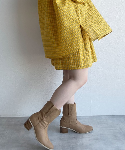 w closet(ダブルクローゼット)の「【SETUP対応】先染めチェックタックショートパンツ(その他パンツ・レディース・グリーン/イエロー・FREE)」の5枚目の写真