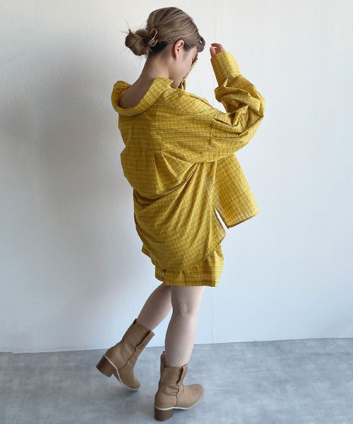 w closet(ダブルクローゼット)の「【SETUP対応】先染めチェックタックショートパンツ(その他パンツ・レディース・グリーン/イエロー・FREE)」の6枚目の写真