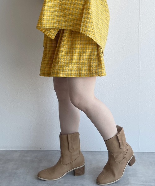 w closet(ダブルクローゼット)の「【SETUP対応】先染めチェックタックショートパンツ(その他パンツ・レディース・グリーン/イエロー・FREE)」の7枚目の写真