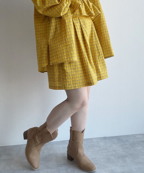 w closet(ダブルクローゼット)の「【SETUP対応】先染めチェックタックショートパンツ(その他パンツ・レディース・グリーン/イエロー・FREE)」の8枚目の写真
