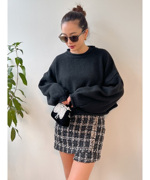 Vicente(ヴィセンテ)の「Tweed mini skirt(スカート・レディース・ブラック・FREE)」の4枚目の写真