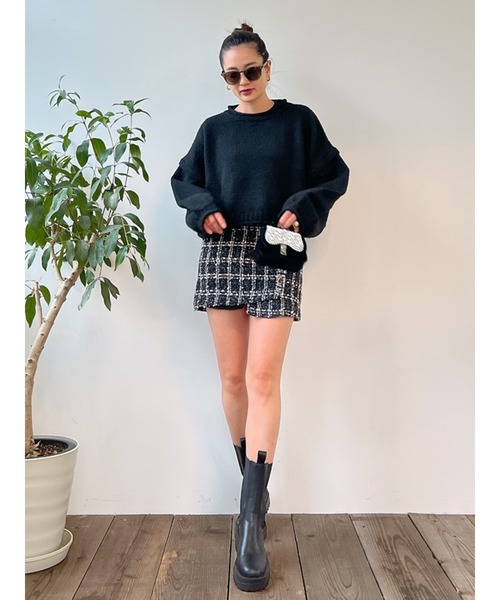 Vicente(ヴィセンテ)の「Tweed mini skirt(スカート・レディース・ブラック・FREE)」の3枚目の写真