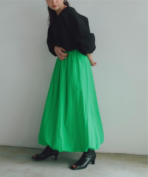 titivate（ティティベイト）の「ﾎﾞﾘｭｰﾑﾊﾞﾙｰﾝｽｶｰﾄ（スカート・レディース・ブラック/オフホワイト/グリーン・S/M/L）」の12枚目の写真