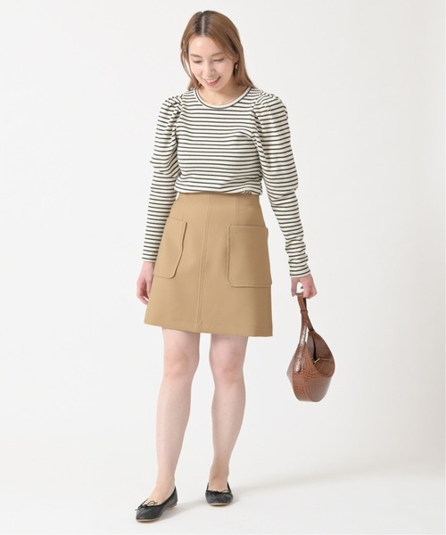 U by SPICK&SPAN(ユーバイスピックアンドスパン)の「ダブルクロスフロントポケットミニスカート◆(スカート・レディース・ベージュ・38/36/34)」の14枚目の写真