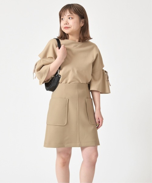 U by SPICK&SPAN(ユーバイスピックアンドスパン)の「ダブルクロスフロントポケットミニスカート◆(スカート・レディース・ベージュ・38/36/34)」の18枚目の写真