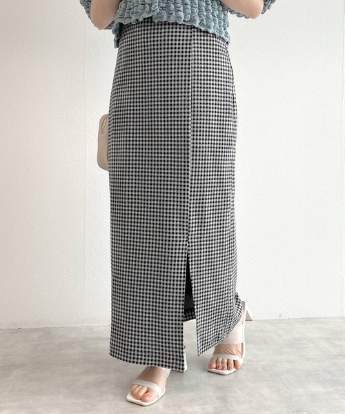 w closet（ダブルクローゼット）の「ピケスリットタイトスカート（スカート・レディース・グリーン/ブラック/ピンク/ライトベージュ/ホワイト×ピンク/ラベンダー/ピンク系その他/ブルー系その他/ブラック系その他・S/M）」の4枚目の写真