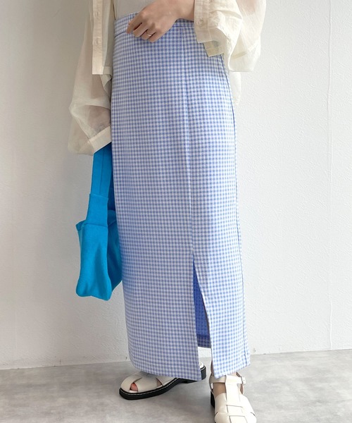 w closet（ダブルクローゼット）の「ピケスリットタイトスカート（スカート・レディース・グリーン/ブラック/ピンク/ライトベージュ/ホワイト×ピンク/ラベンダー/ピンク系その他/ブルー系その他/ブラック系その他・S/M）」の7枚目の写真