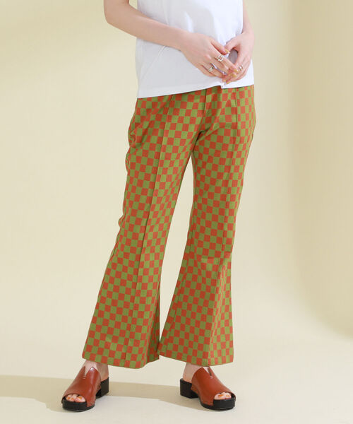 Ray BEAMS(レイビームス)の「Ray BEAMS / チェッカー柄 パンツ(その他パンツ・レディース・オフホワイト/グリーン・1/0)」の1枚目の写真