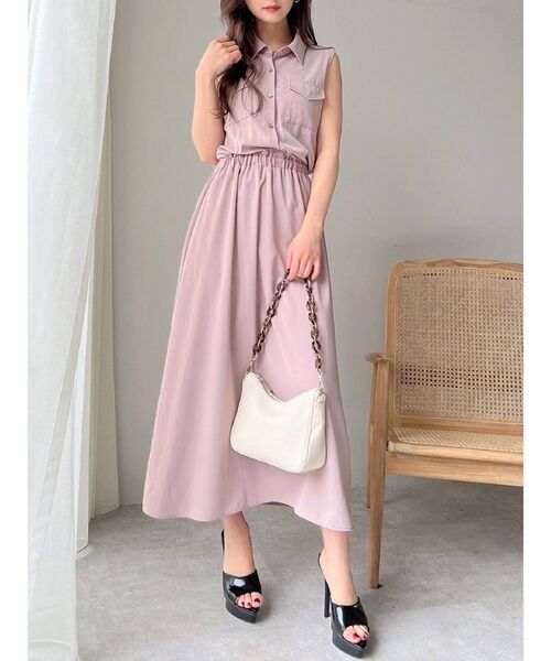 RESEXXY(リゼクシー)の「ノースリーブシャツワンピース(シャツワンピース・レディース・その他1/ベージュ/ブラック/ホワイト・FREE)」の4枚目の写真