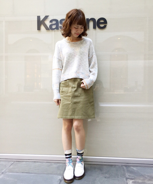 Kastane（カスタネ）の「【Kastane】かすり編みニットプルオーバー（ニット/セーター・レディース・オフホワイト/チャコールグレー・FREE）」の14枚目の写真