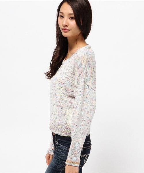 Kastane（カスタネ）の「【Kastane】かすり編みニットプルオーバー（ニット/セーター・レディース・オフホワイト/チャコールグレー・FREE）」の4枚目の写真