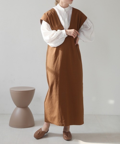 Bab（バブ）の「リボンセットジャンスカ（ジャンパースカート・レディース・ブラウン/ブラック/アイボリー・M）」の3枚目の写真