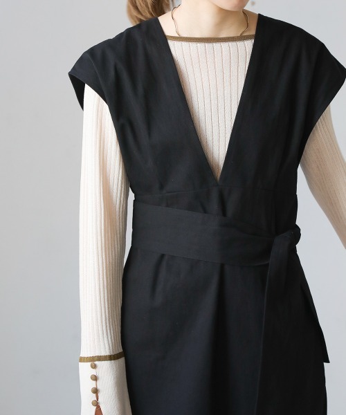 Bab（バブ）の「リボンセットジャンスカ（ジャンパースカート・レディース・ブラウン/ブラック/アイボリー・M）」の7枚目の写真