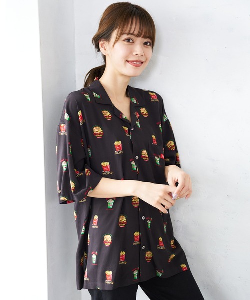 MILKFED.（ミルクフェド）の「JUNK FOOD SHIRT（シャツ/ブラウス・レディース・ブラック/ベージュ・ONE SIZE）」の2枚目の写真