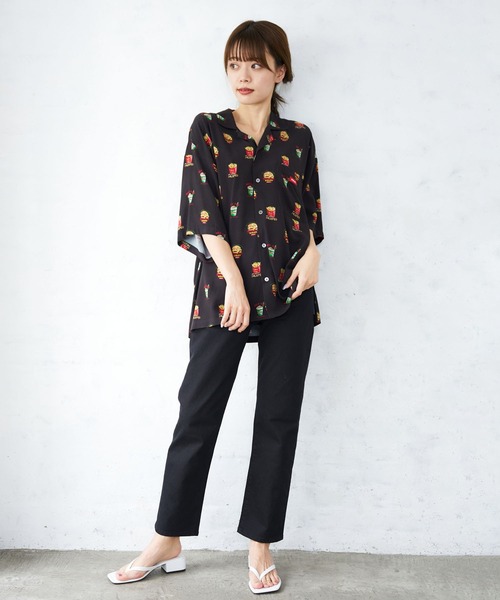 MILKFED.（ミルクフェド）の「JUNK FOOD SHIRT（シャツ/ブラウス・レディース・ブラック/ベージュ・ONE SIZE）」の7枚目の写真