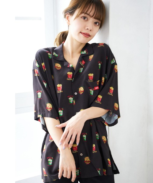 MILKFED.（ミルクフェド）の「JUNK FOOD SHIRT（シャツ/ブラウス・レディース・ブラック/ベージュ・ONE SIZE）」の3枚目の写真