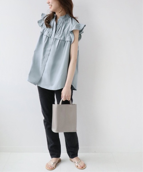 JOURNAL STANDARD relume（ジャーナルスタンダード　レリューム）の「《WEB限定追加》フリルノースリーブブラウス（シャツ/ブラウス・レディース・ホワイト/グレー/ブルー・FREE）」の18枚目の写真