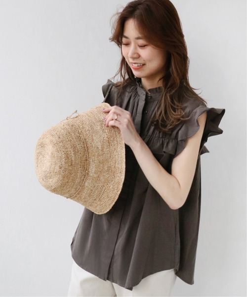 JOURNAL STANDARD relume（ジャーナルスタンダード　レリューム）の「《WEB限定追加》フリルノースリーブブラウス（シャツ/ブラウス・レディース・ホワイト/グレー/ブルー・FREE）」の6枚目の写真