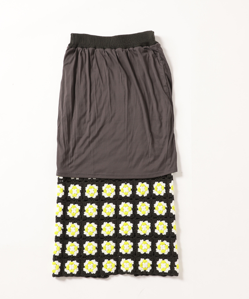 SLOBE IENA（スローブイエナ）の「グラニースクエアクロシェスカート（スカート・レディース・グレー・FREE）」の3枚目の写真