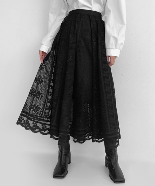 LVEU.（ラブユ.）の「Lace flare skirt / レースフレアスカート（スカート・レディース・ブラック・FREE）」の17枚目の写真