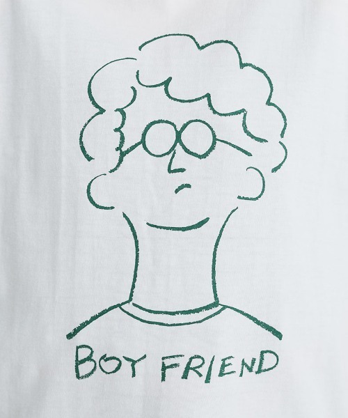 I am I in fact...（アイアムアイインファクト）の「BOY FRIEND メガネくん T-shirt（Tシャツ/カットソー・レディース・ホワイト・FREE）」の6枚目の写真