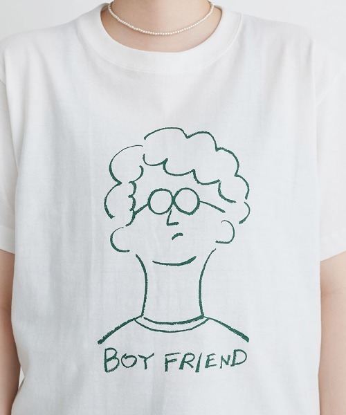 I am I in fact...（アイアムアイインファクト）の「BOY FRIEND メガネくん T-shirt（Tシャツ/カットソー・レディース・ホワイト・FREE）」の19枚目の写真