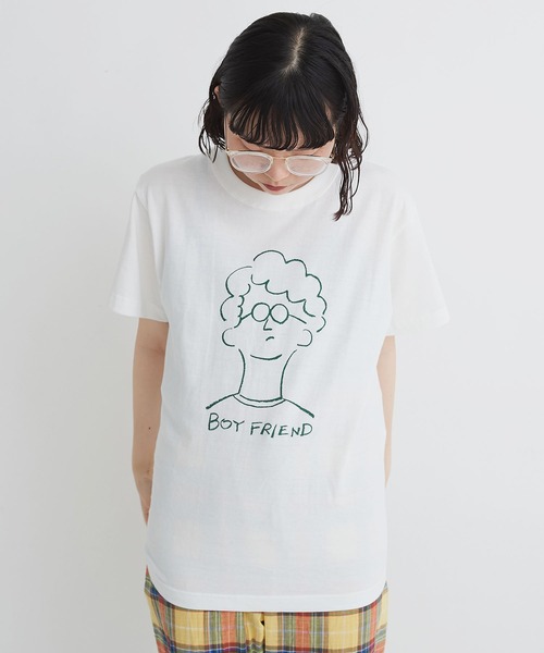 I am I in fact...（アイアムアイインファクト）の「BOY FRIEND メガネくん T-shirt（Tシャツ/カットソー・レディース・ホワイト・FREE）」の8枚目の写真