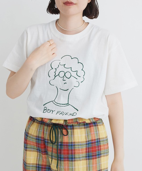I am I in fact...（アイアムアイインファクト）の「BOY FRIEND メガネくん T-shirt（Tシャツ/カットソー・レディース・ホワイト・FREE）」の11枚目の写真