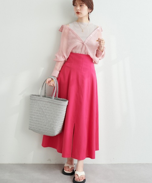 natural couture（ナチュラルクチュール）の「上品なシルエットが魅力 リネンライクハイウエストスカート（スカート・レディース・ライトベージュ/グリーン/ピンク/ブラック・FREE）」の18枚目の写真