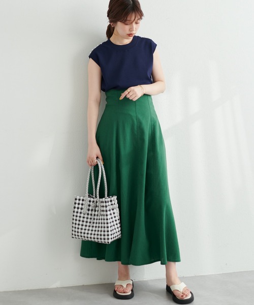 natural couture（ナチュラルクチュール）の「上品なシルエットが魅力 リネンライクハイウエストスカート（スカート・レディース・ライトベージュ/グリーン/ピンク/ブラック・FREE）」の14枚目の写真