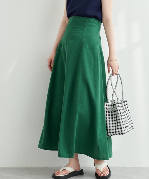 natural couture（ナチュラルクチュール）の「上品なシルエットが魅力 リネンライクハイウエストスカート（スカート・レディース・ライトベージュ/グリーン/ピンク/ブラック・FREE）」の13枚目の写真