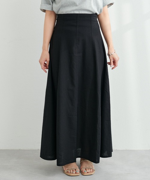 natural couture（ナチュラルクチュール）の「上品なシルエットが魅力 リネンライクハイウエストスカート（スカート・レディース・ライトベージュ/グリーン/ピンク/ブラック・FREE）」の19枚目の写真