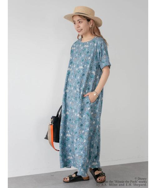 Disney（ディズニー）の「総柄プリントワンピース/Pooh（ワンピース・レディース・イエロー/ブルー・FREE）」の4枚目の写真