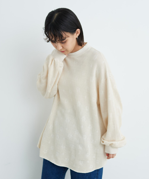 CHILD WOMAN（チャイルドウーマン）の「☆花メッシュJAQ BIG プルオーバー（Tシャツ/カットソー・レディース・ピンク/ブラウン/アイボリー・FREE）」の4枚目の写真