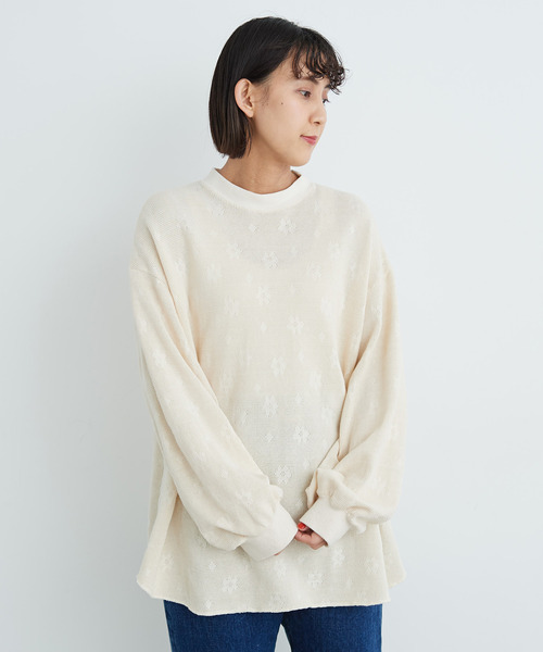 CHILD WOMAN（チャイルドウーマン）の「☆花メッシュJAQ BIG プルオーバー（Tシャツ/カットソー・レディース・ピンク/ブラウン/アイボリー・FREE）」の8枚目の写真