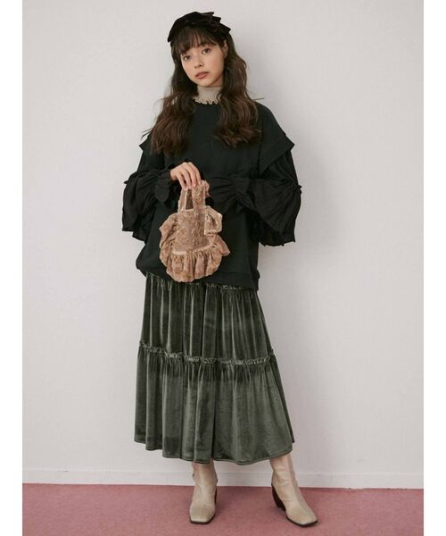 merry jenny（メリージェニー）の「opal flower frilly mini tote（ハンドバッグ・レディース・ブラック/ベージュ/その他1・FREE）」の4枚目の写真